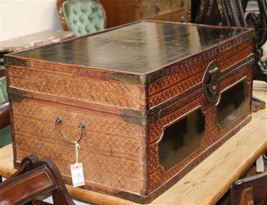 A Chinese lacquered trunk W.80cm